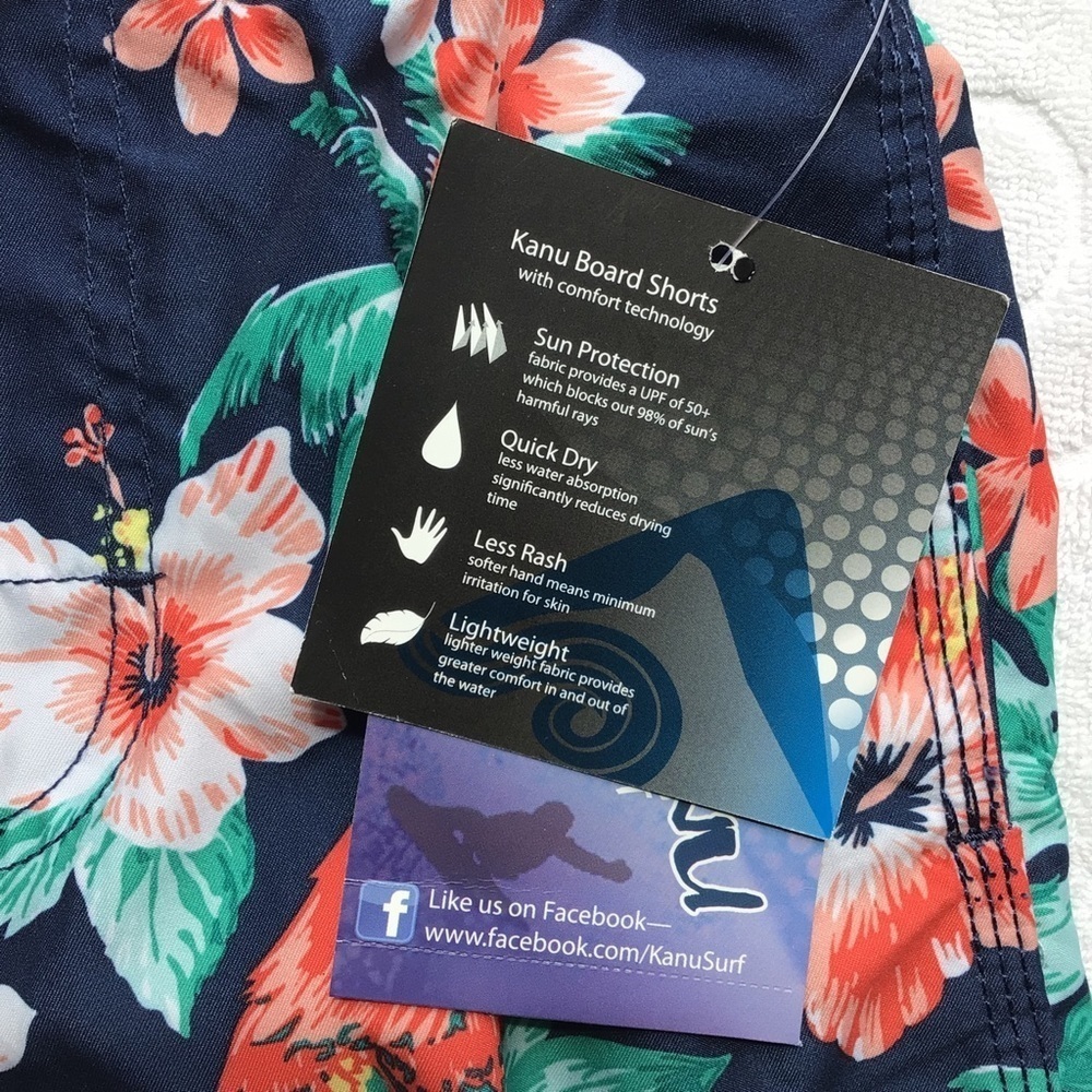 Kanu Surf Fiji Blue Tropical Print Board Shorts - Size Medium (5/6) - Picture 6 of 7